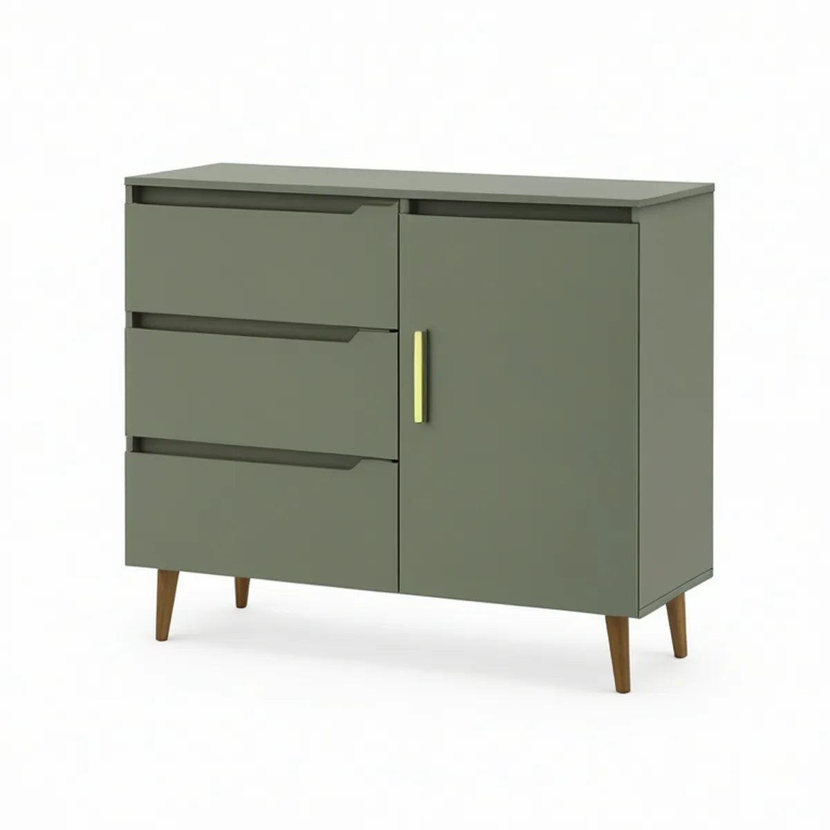 Zielony kredens MDF z 3 szufladami i szafką, 100 × 40 × 90 cm