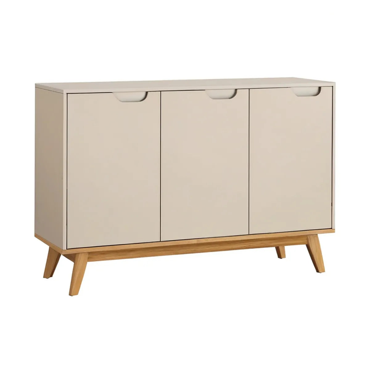 Kredens 3-drzwiowy 120 x 40 x 80 cm z MDF i litego drewna sosnowego Beżowy/Naturalne drewno sosnowe