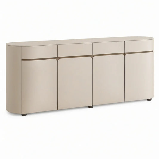 Beżowy kredens MDF z 3 drzwiami i 3 szufladami, 160 × 40 × 80 cm