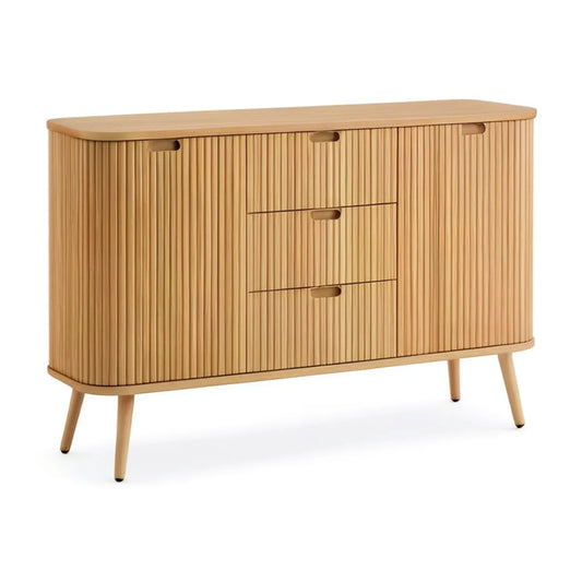 Kredens bambusowy z 3 szufladami i 2 drzwiami, 120 x 40 x 80 cm, naturalny bambus